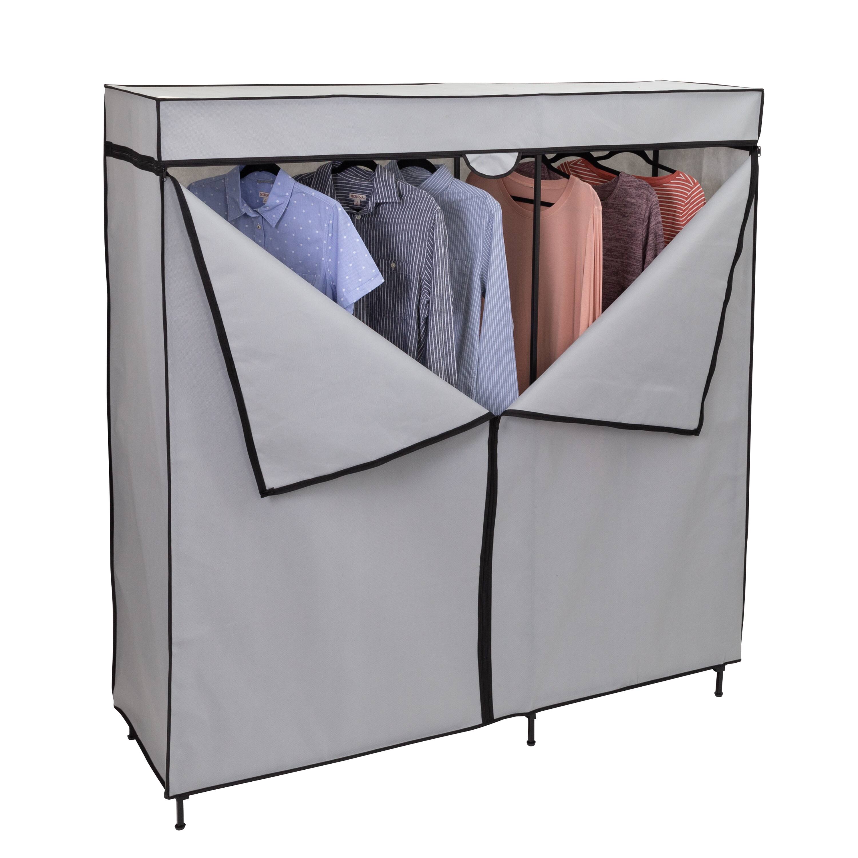 Alt View 12. Honey-Can-Do - 60In Wide Double Door Portable Wardrobe Closet - Grey.
