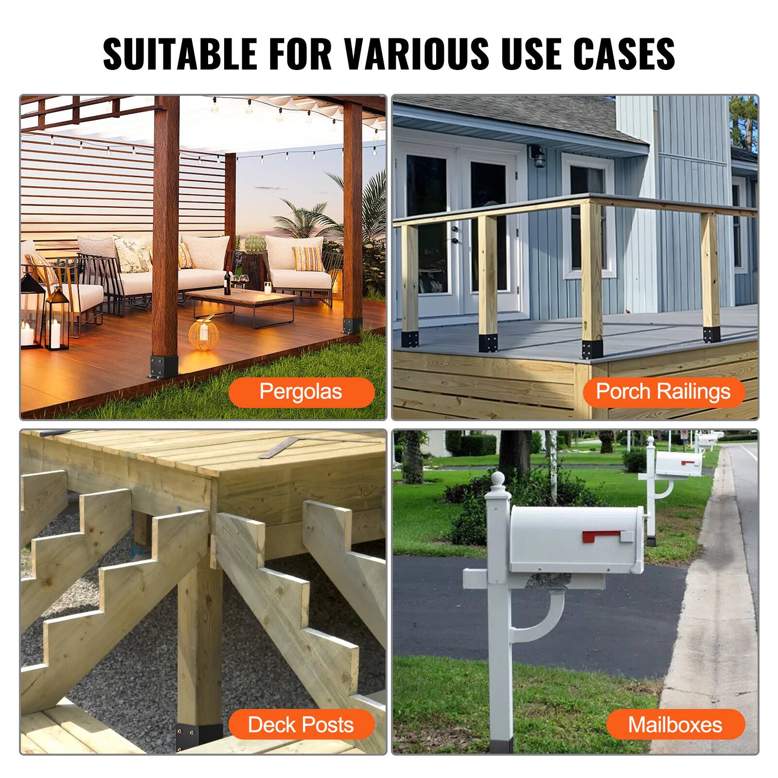 SUITABLE FOR VARIOUS USE CASES

- Pergolas
- Porch Railings
- Deck Posts
- Mailboxes