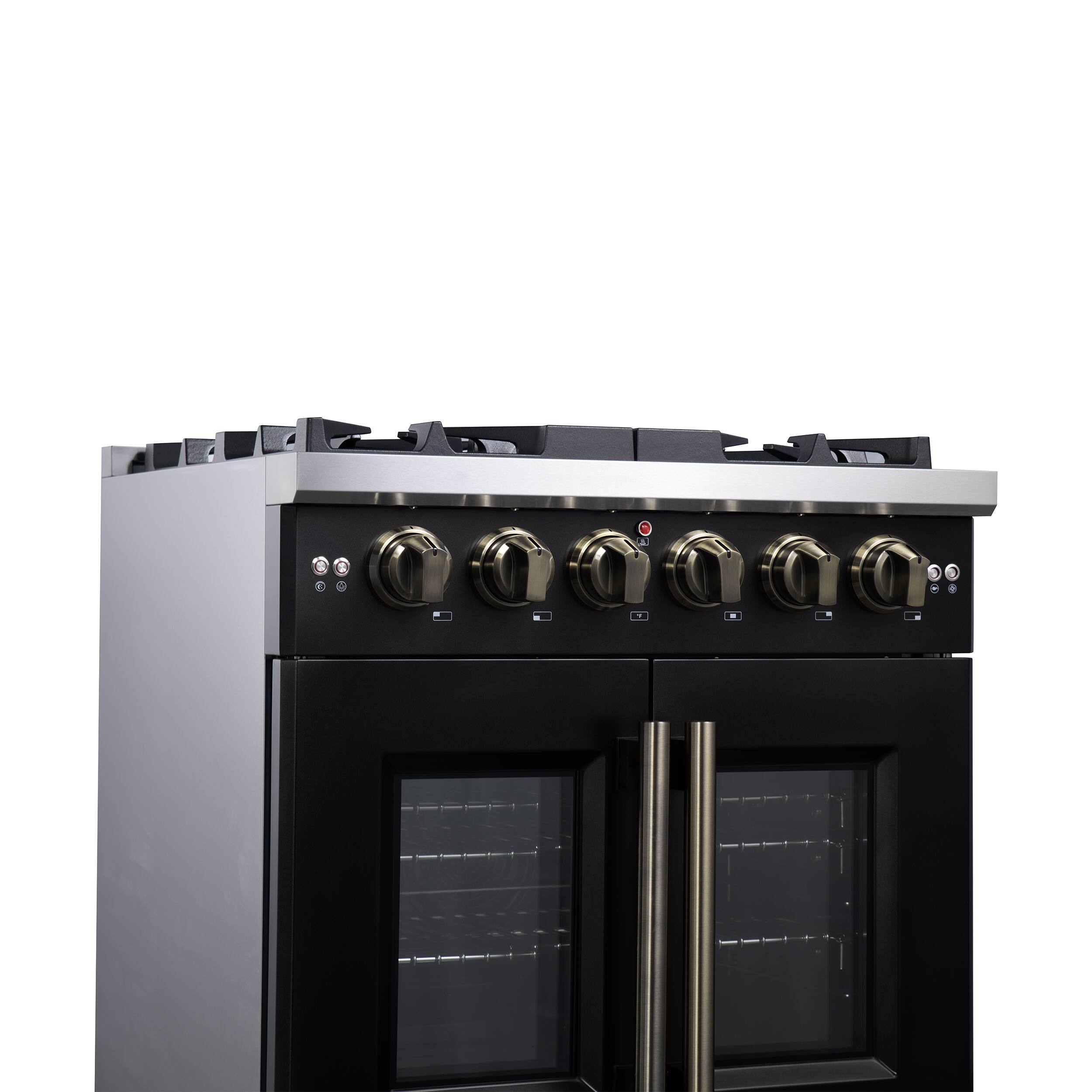 Alt View 7. Forno Appliances - Capriasca 4.32 Cu. Ft. Freestanding Gas Convection Range with French Doors - Black.
