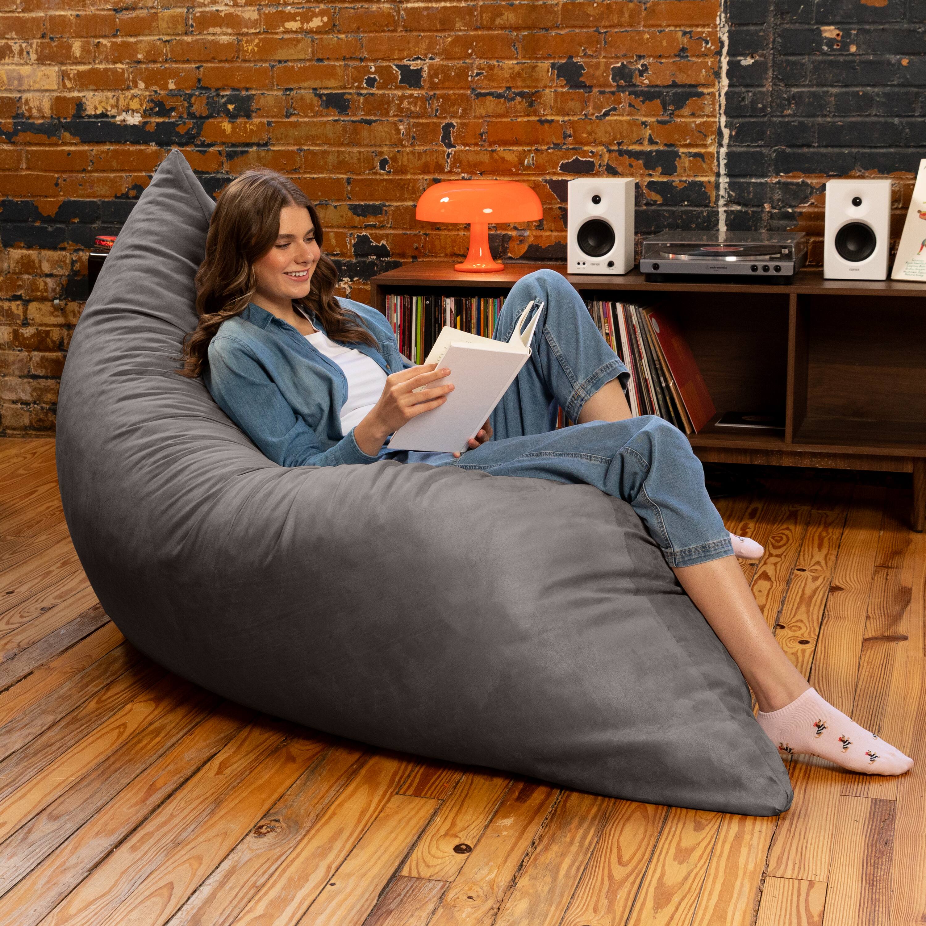 Alt View 4. Jaxx - Jaxx Pillow Saxx 5.5-Foot - Huge Bean Bag Floor Pillow and Lounger, Charcoal - Charcoal.