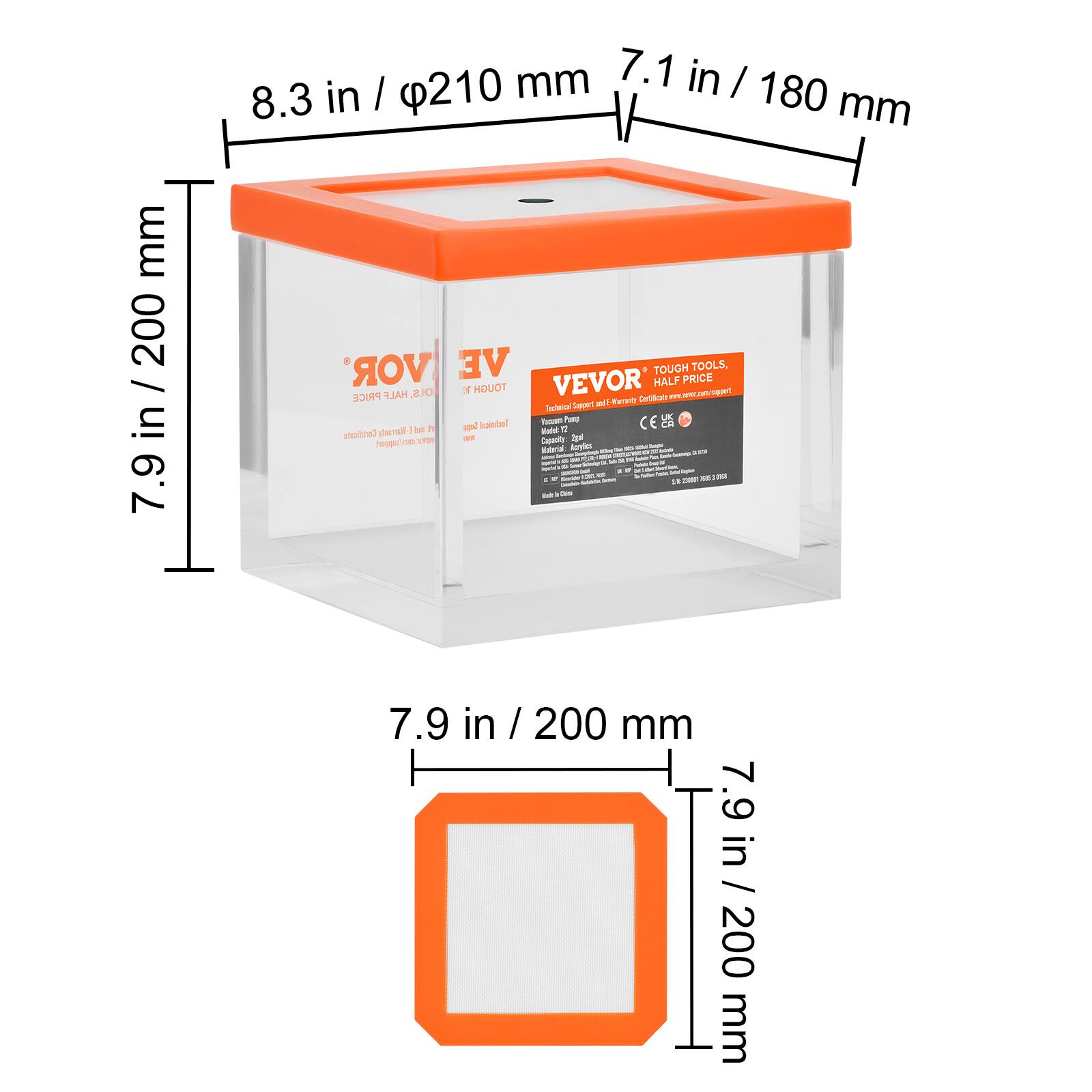 mm 200 / in 7.9  
210 mm 7.1 in  
180 8.3 in / mm  
VEVOR TOUGH  
HALF PRICE TOOLS, HALF PRICE  
Support and Warranty Certificate  
Technical Support  
CE Warranty  
Model: 7  
Capacity: 2pl  
Support: Acrylic  
Color: berry  
201 10 10:00  
COURSE  
Mahr One