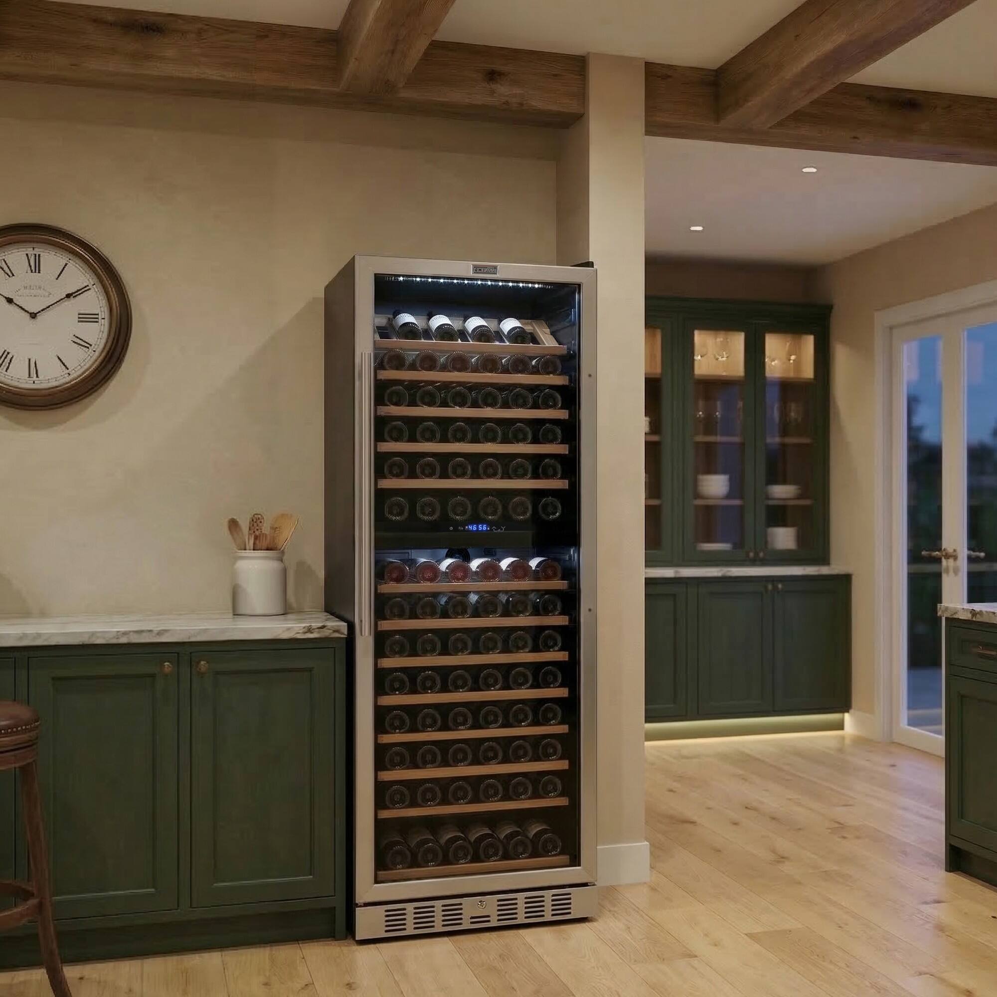 Alt View 5. Empava - 23.43 In. 163-bottle Dual Zone Freestanding Wine Cooler - Compressor Cooling, 13 Shelves, Wine Fridge 41-64°F In Black - Black.