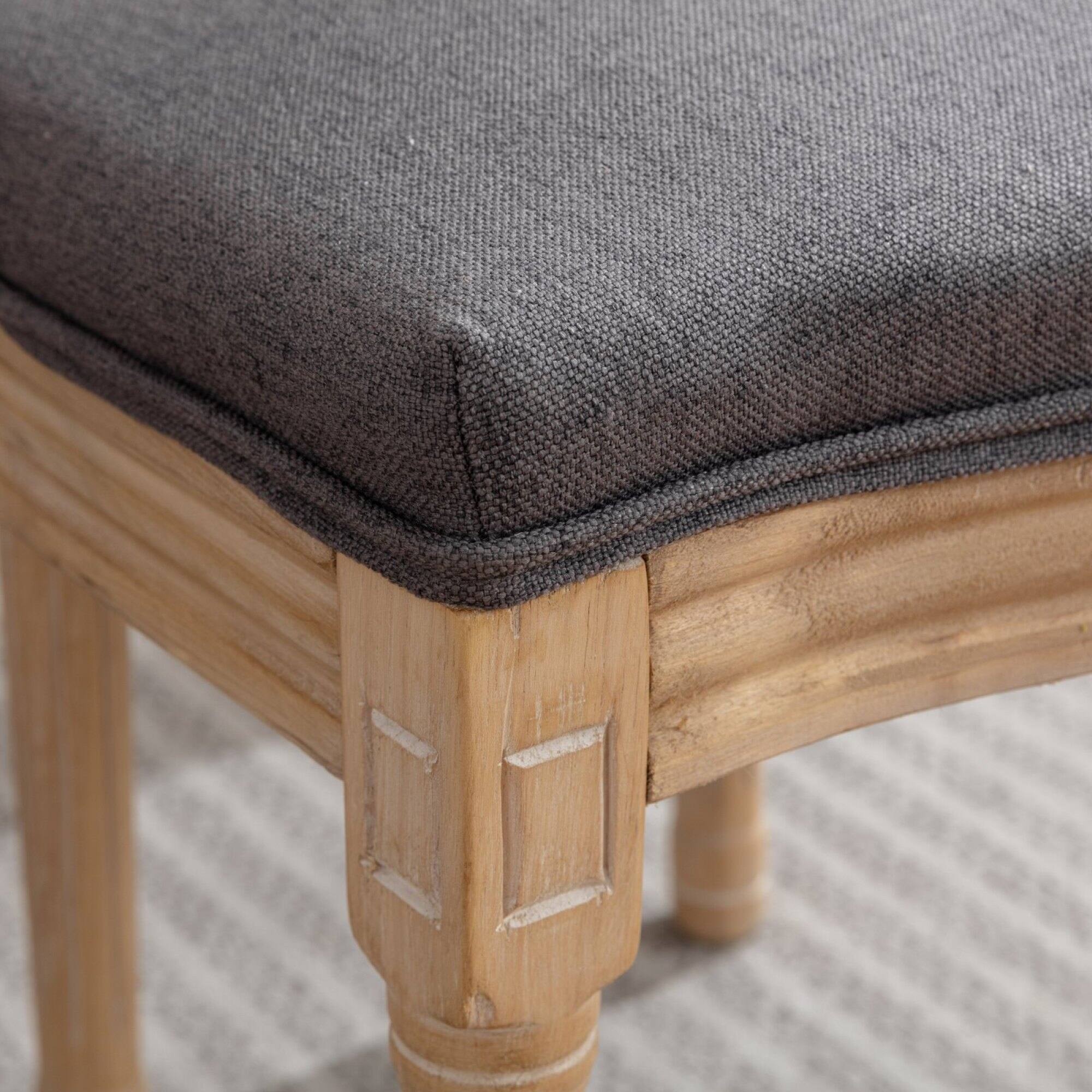 Alt View 6. GOODSILO - French Style Solid Wood Dining Chairs with Linen Upholstery and Rattan Backrest, Set of 2 - Gray.