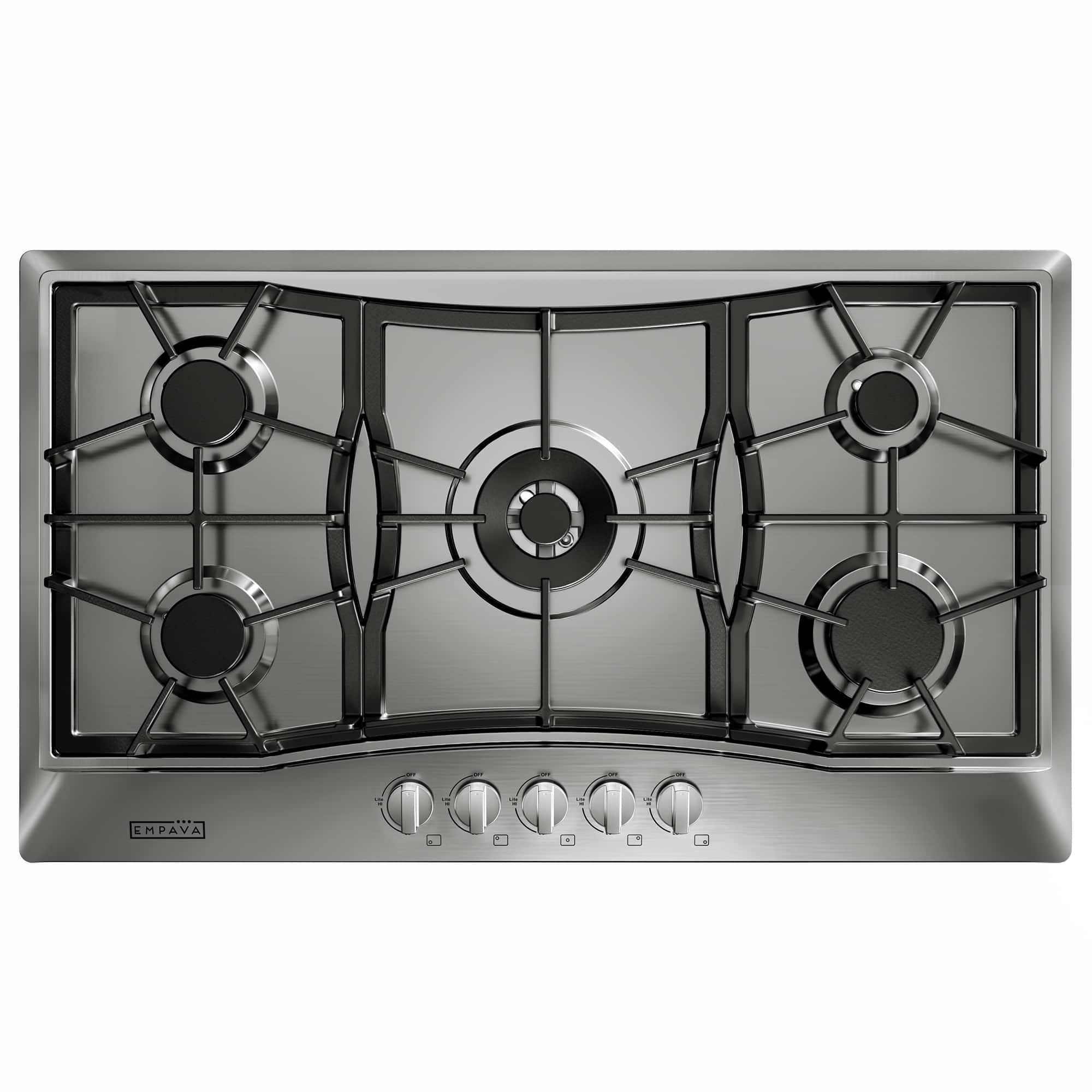 Front. Empava - 36 in. 5 Burners Recessed Gas Cooktop - Stainless Steel.