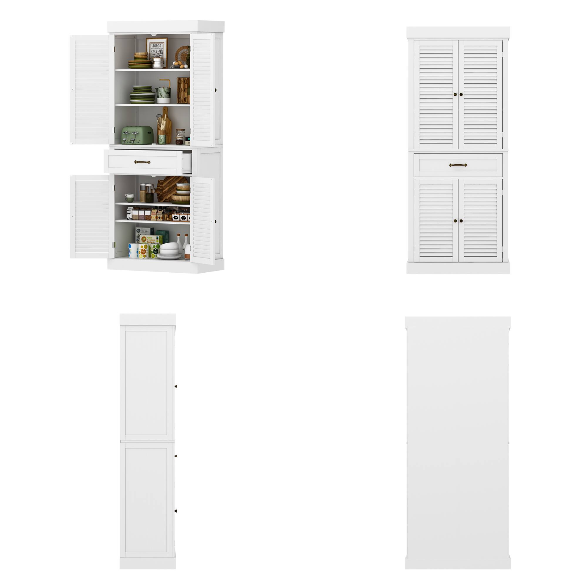 Angle. FUFU & GAGA - FUFU&GAGA Shutter - Door Kitchen Buffet Cabinet: Breathable Storage for Dining Spaces - White.