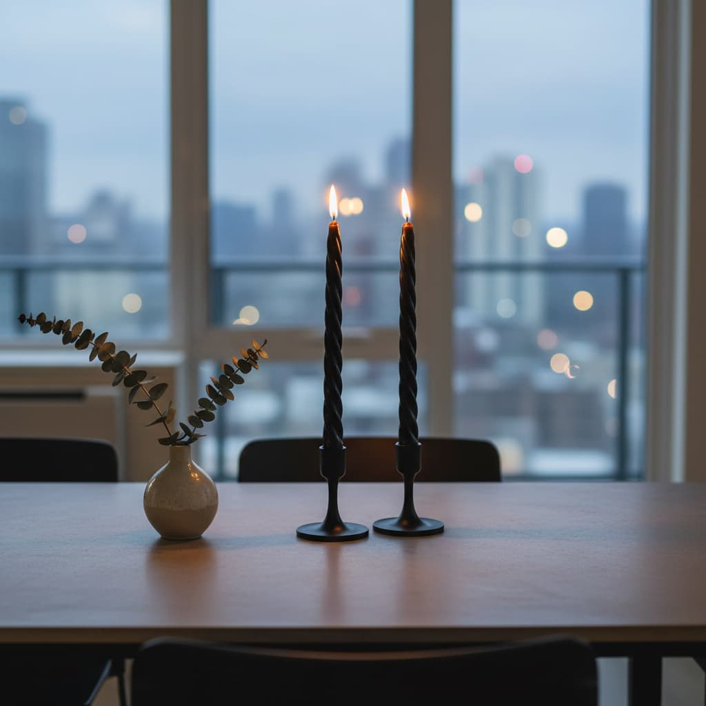 Alt View 3. FINEAK - 12 Pack 10-Inch Black Twisted Spiral Taper Candles - Black.