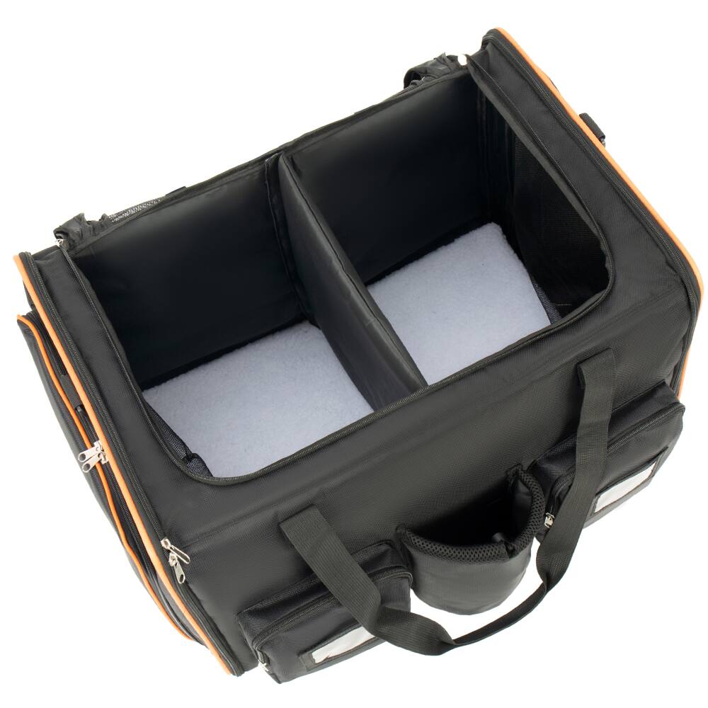Alt View 6. JUJABU - 2 in 1 Large Cat Carrier with Wheels for 2 Cats, Expandable Foldable Double Pet Carrier with Removable Divider.