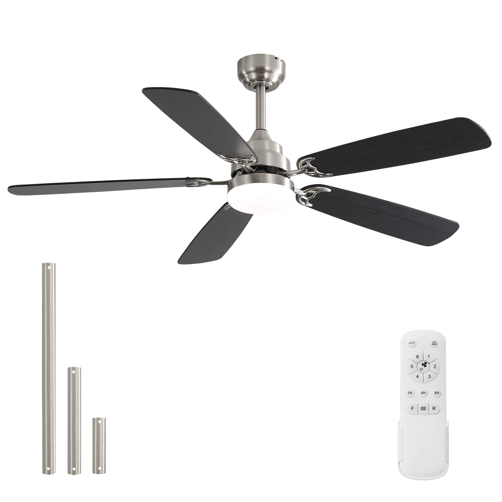 Sofucor - 52" Ceiling Fans with Dimmable LED Lights and Remote Farmhouse Indoor Ceiling Fan with Dual Finish Blades Quiet - Nickel