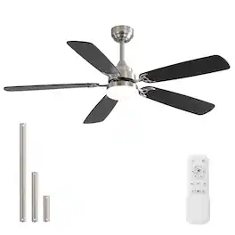 Sofucor - 52" Ceiling Fans with Dimmable LED Lights and Remote Farmhouse Indoor Ceiling Fan with Dual Finish Blades Quiet - Nickel