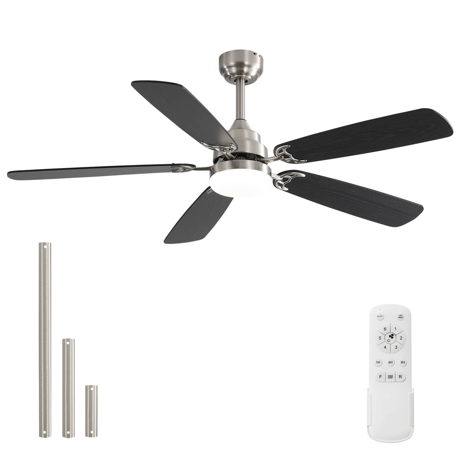 Sofucor - 52" Ceiling Fans with Dimmable LED Lights and Remote Farmhouse Indoor Ceiling Fan with Dual Finish Blades Quiet - Nickel