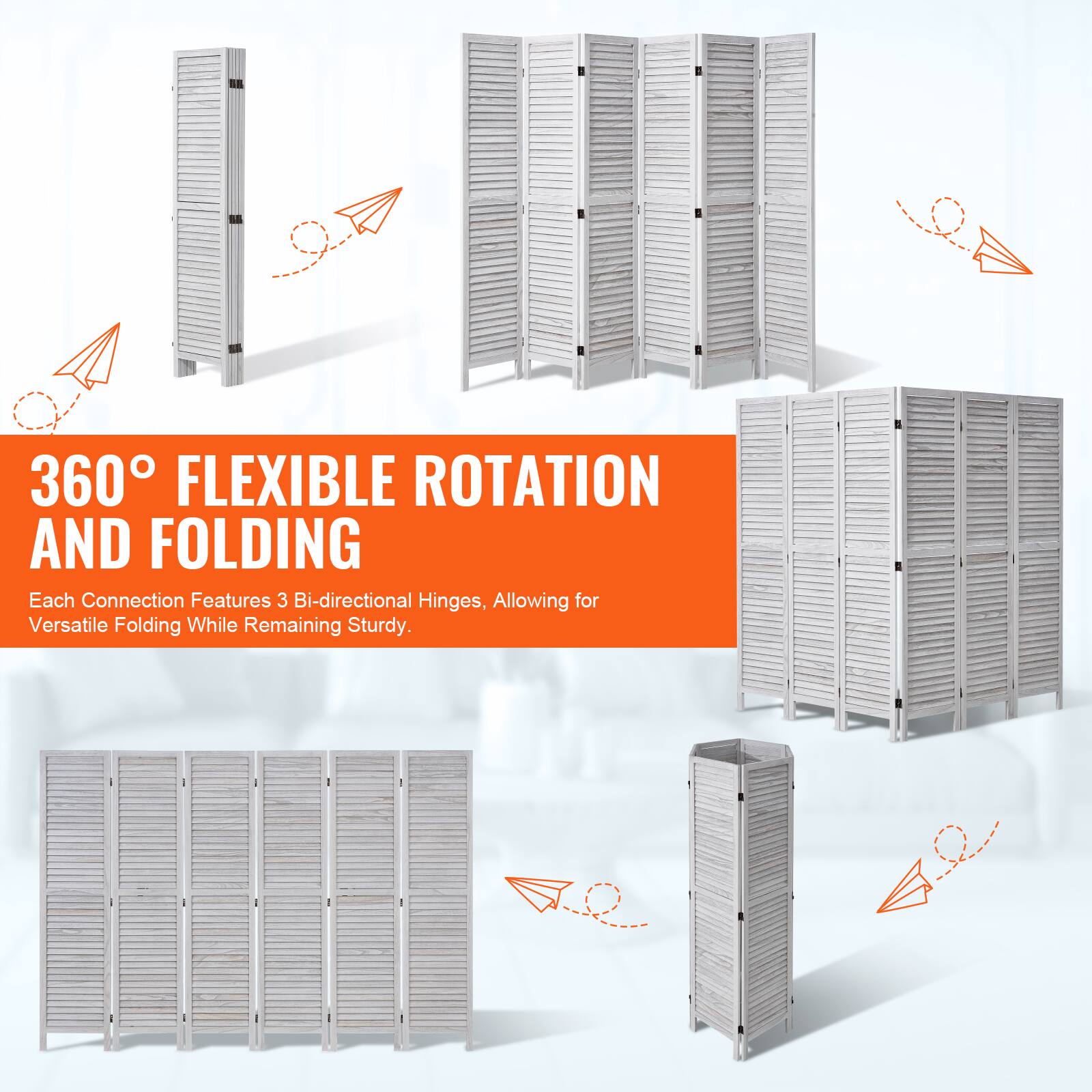 360° FLEXIBLE ROTATION AND FOLDING  
Each Connection Features 3 Bi-directional Hinges, Allowing for Versatile Folding While Remaining Sturdy.