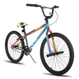 HILAND - 26 Inch BMX Bike for Teenager and Adult, Beginner-Level BMX with 2 Pegs, Bicycles for Men and Women - Rainbow