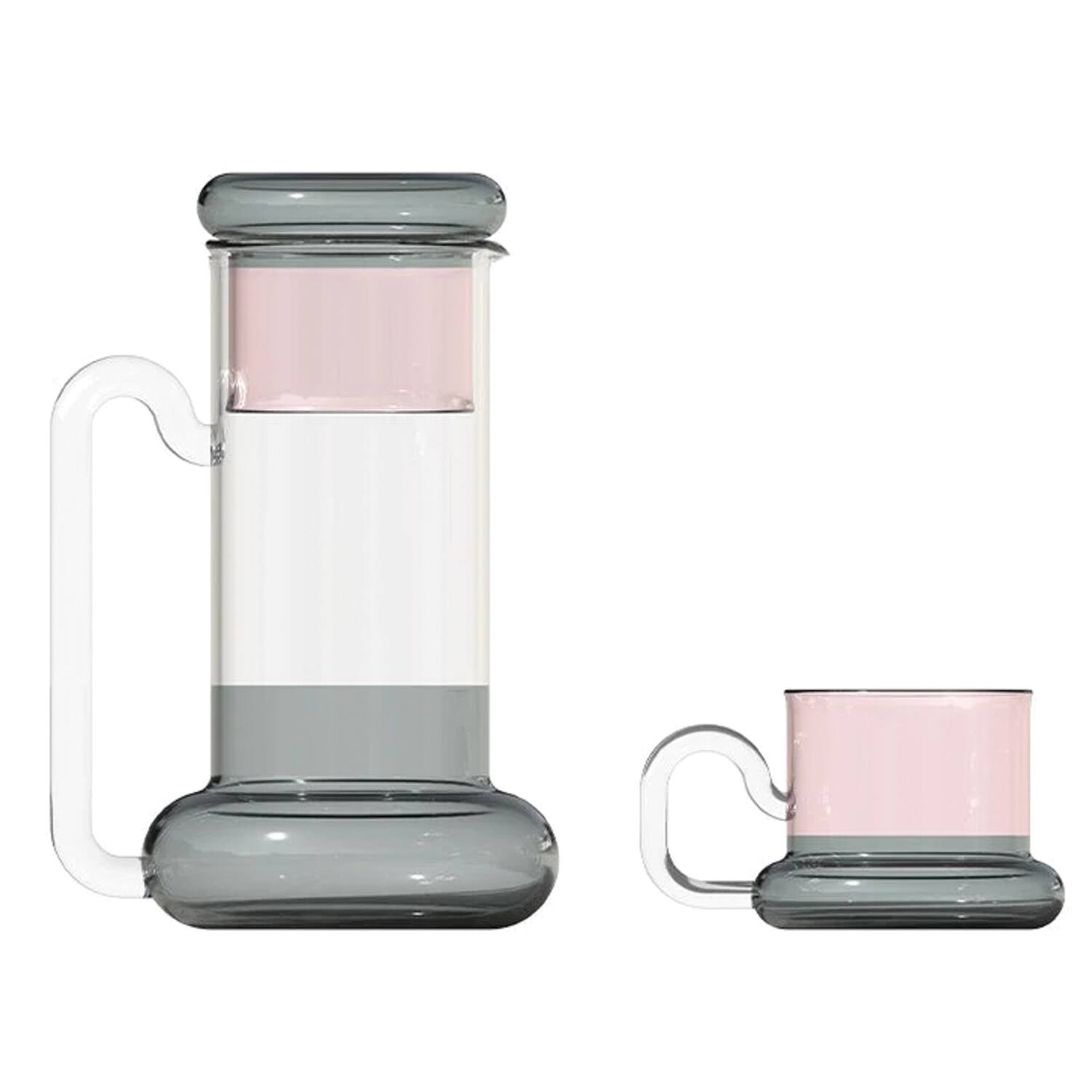 Angle. Jay Import - Gray & Pink Borosilicate Pitcher Set 31.11 OZ. - Gray.