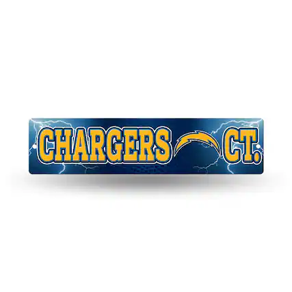 Front. Rico Industries - Los Angeles Football Chargers 16" inch Garage Street Sign - perfect for anywhere you choose to hang it - Multi.