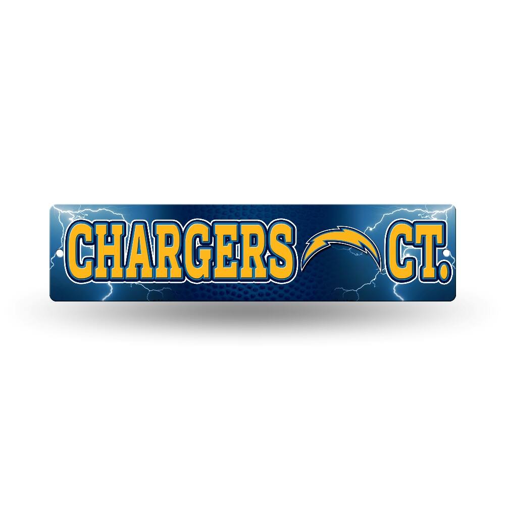 Front. Rico Industries - Los Angeles Football  Chargers 16" inch Garage Street Sign - perfect for anywhere you choose to hang it - Multi.