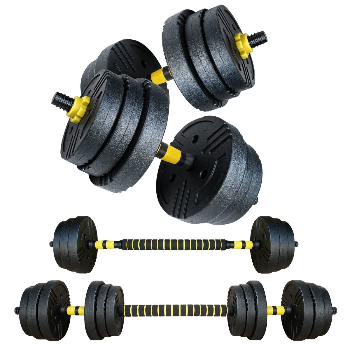 Front. Loheer - Loheer Adjustable Dumbbells 45 lbs Set with Connector, Convertible Dumbbell Barbell Set for Home Gym Strength Training - Black.