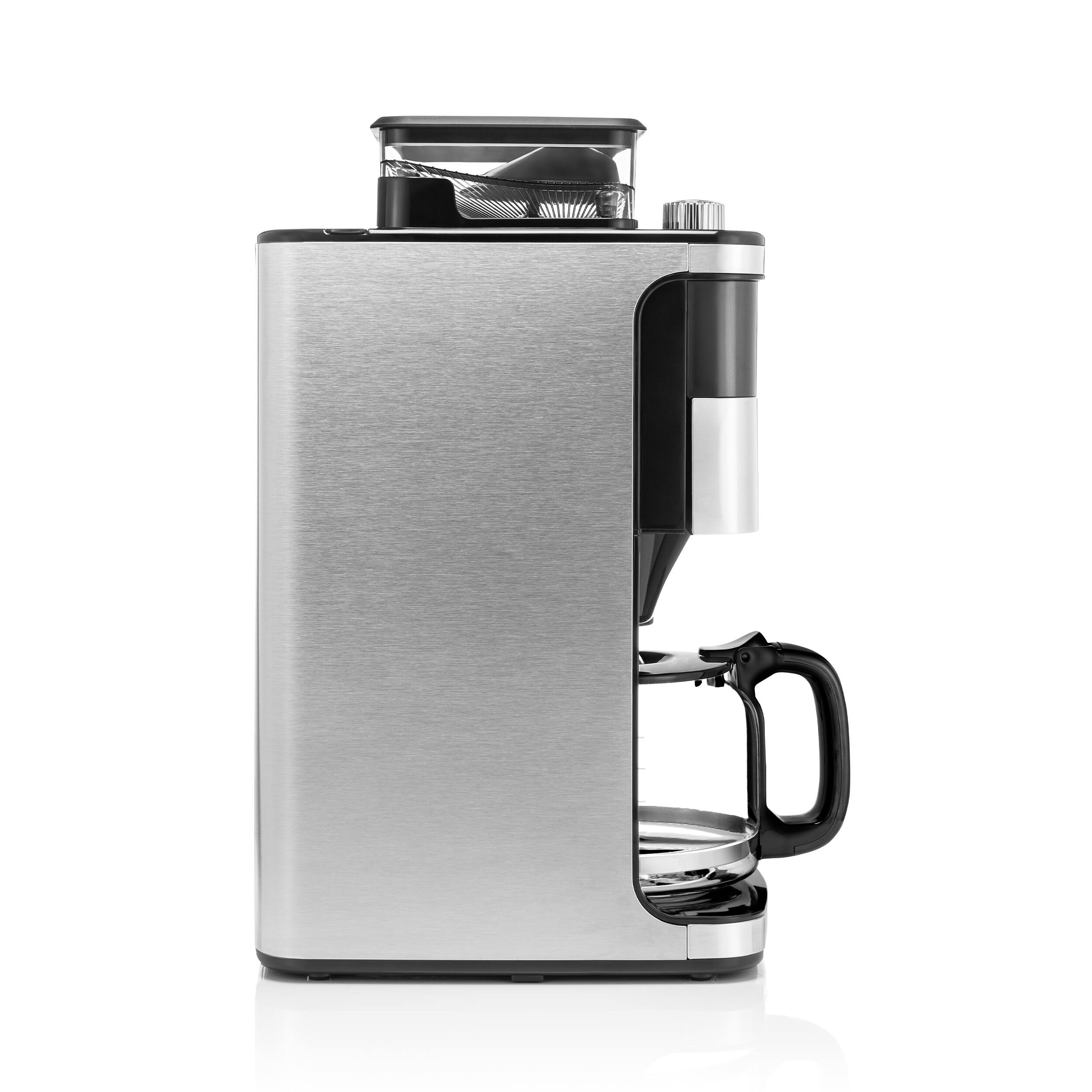 Left. Melitta - Aroma Fresh Plus 10-Cup Coffee Maker with Coffee Grinder - Black.