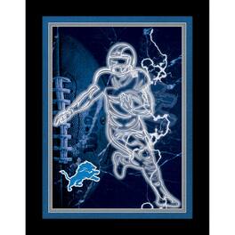 Fan Creations - Detroit Lions 12'' x 16'' Framed Neon Player Print - Black