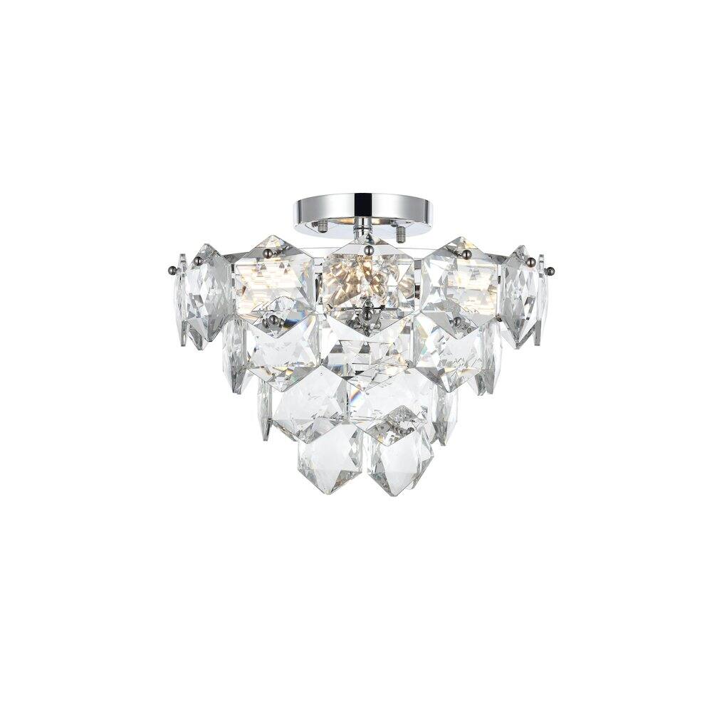 Back. Elegant Lighting - Adaline 16 Inch Flush Mount Ceiling Light In Chrome - Chrome And Clear.