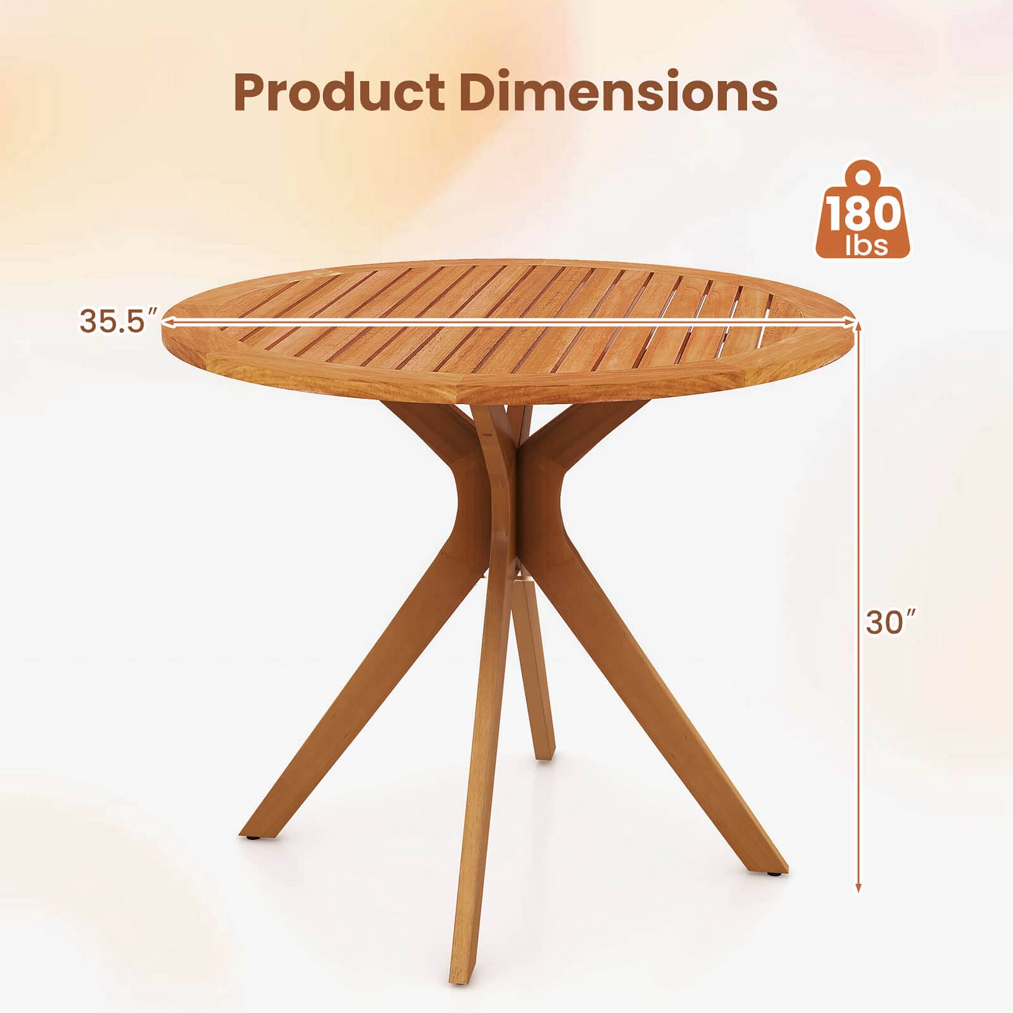 Product Dimensions: 180 lbs, 35.5" diameter, 30" height.