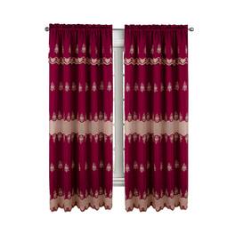 RT Designers Collection - Donna Macrame Construction 3" Rod Pocket Curtain Panel 54" x 90" Burgundy/Gold - Burg/gold