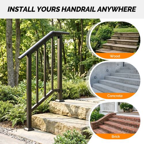 INSTALL YOURS HANDRAIL ANYWHERE

Wood
Concrete
Brick