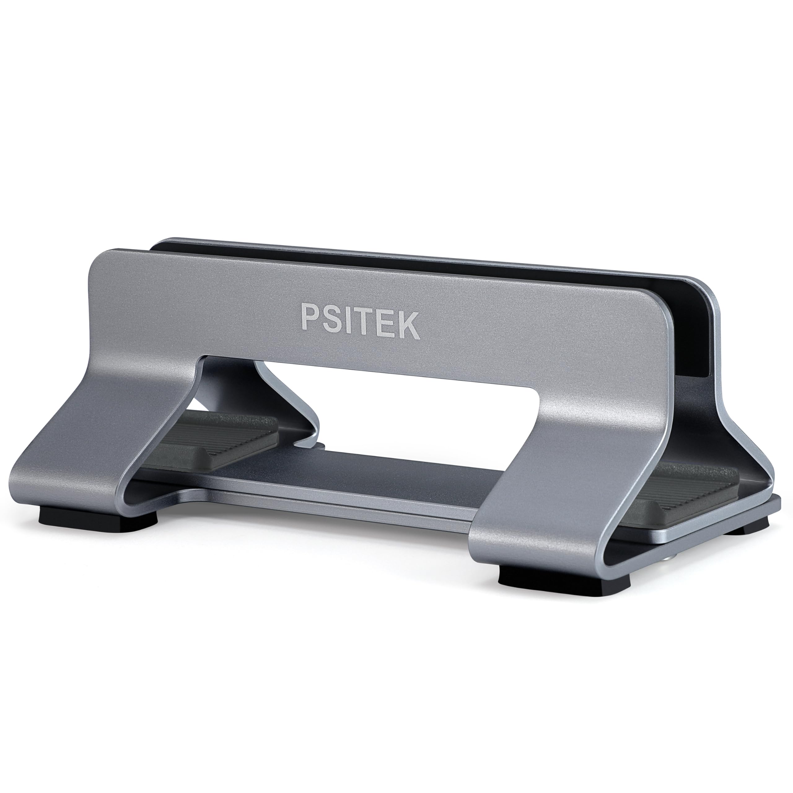 Alt View 2. HongFei - Aluminum Vertical Laptop Stand Dock Holder, Adjustable Slot Width 12-42mm, Space-Saving Upright Storage for Laptops - Space Gray.