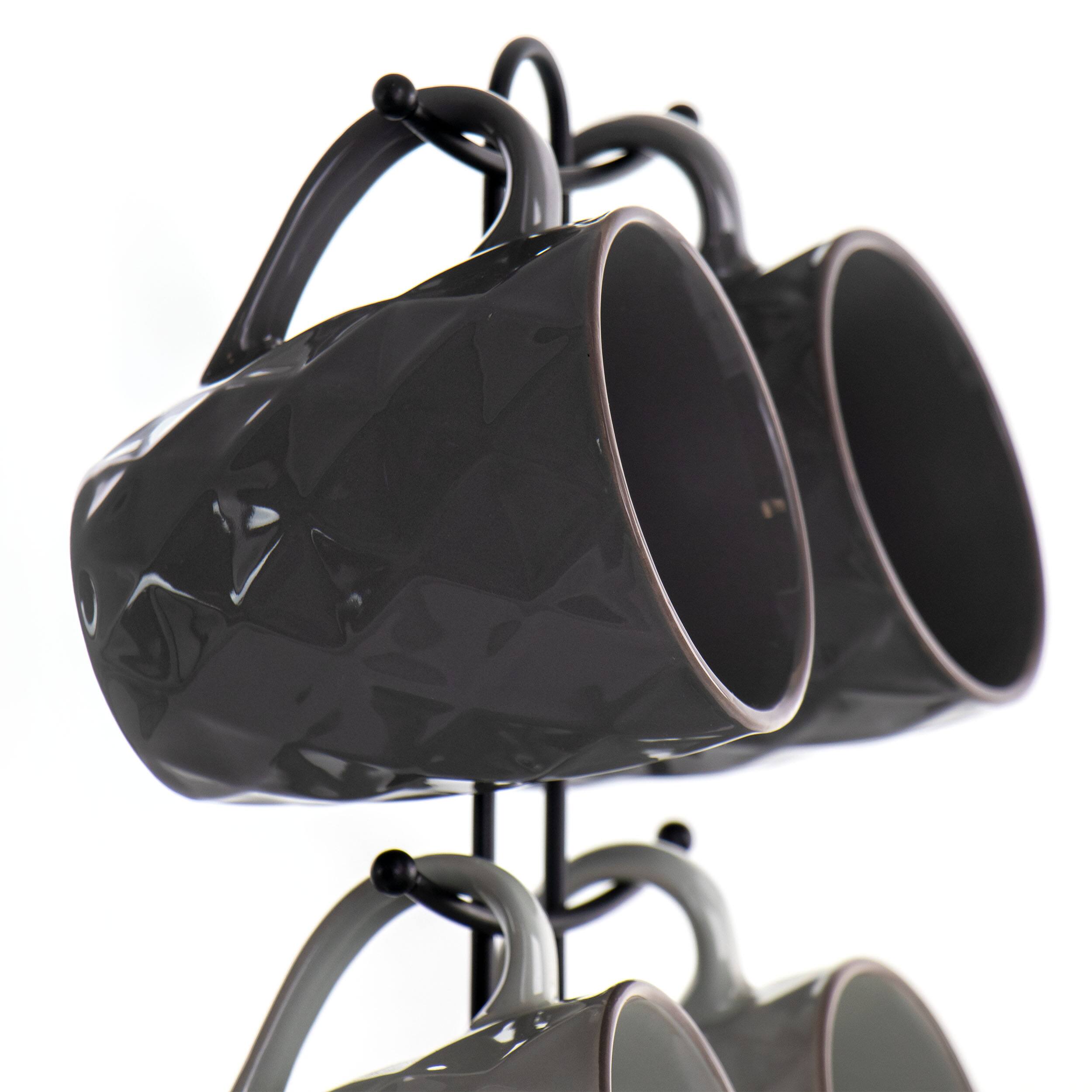 Alt View 1. Elama - Elama Diamond Waves 6-Piece 12 oz. Mug Set with Stand, Assorted Colors - Assorted.