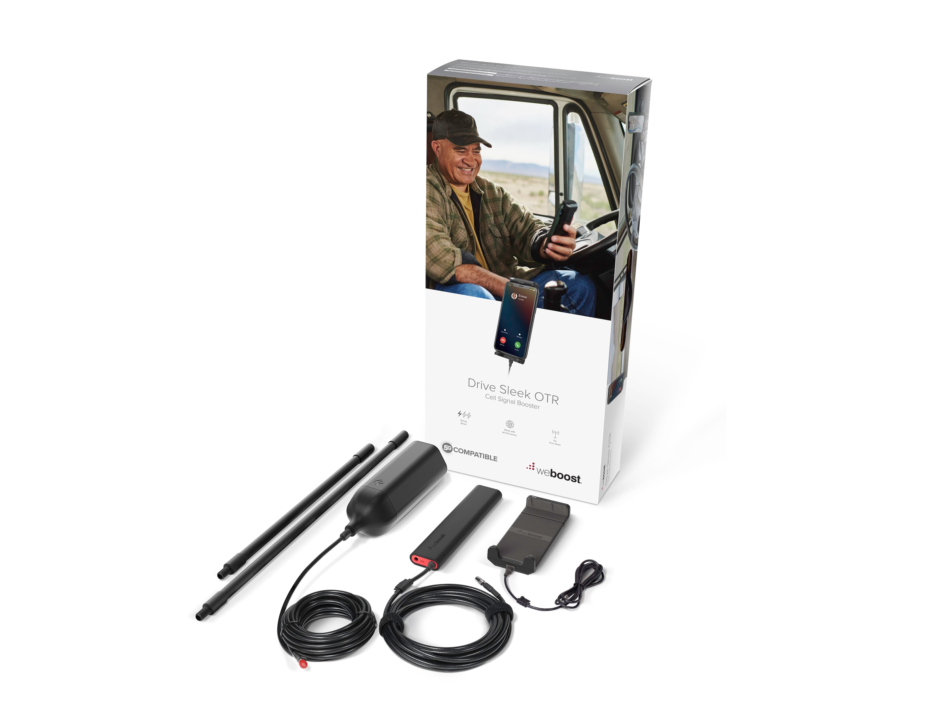Angle. weBoost - Drive Sleek OTR Vehicle Cell Phone Signal Booster Kit for Single User in Semi Trucks and Overland Vehicles.