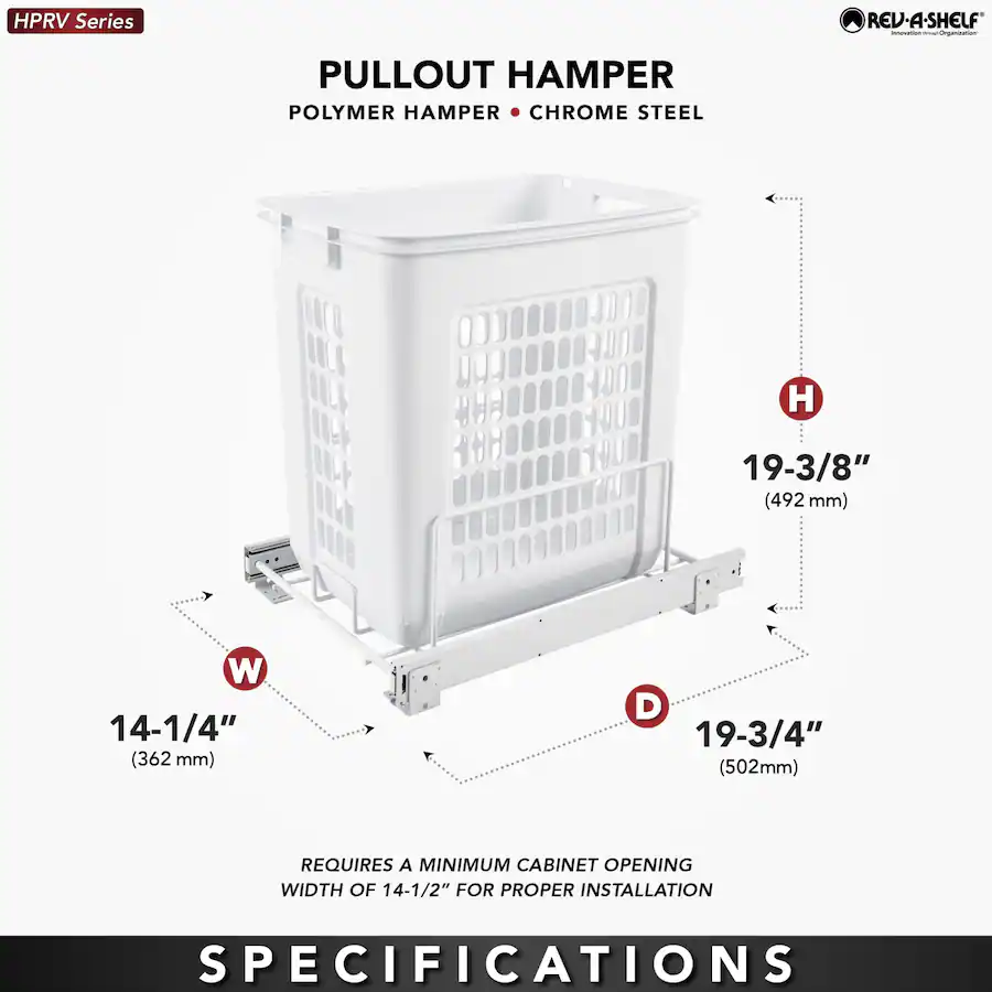 Hprv4 Rack Rev A Shelf 20'' Pullout Large Polymer Clothes Hamper, HPRV 1520 S ...