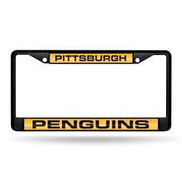 Rico Industries - Pittsburgh-Penguin's Black Painted Metal Laser Cut License Plate Frame - Multi