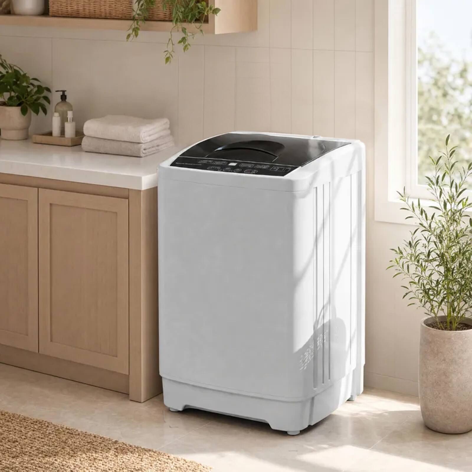 Alt View 1. Costway - Costway 9.93 lbs Full Automatic Washing Machine with 8 Preset Programs, Compact Washer - Gray.