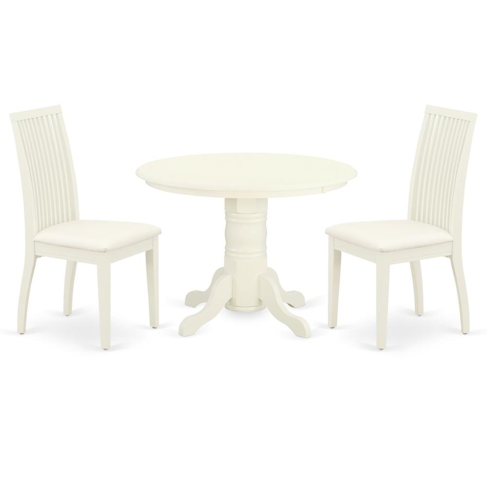 Back. East West Furniture - Dining Room Set Linen White - Brown.