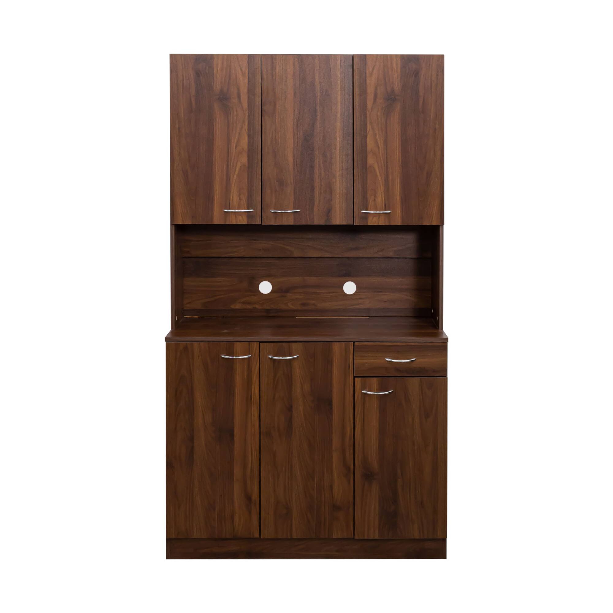 Angle. Dexmalle - Dexmalle-70.87" Tall Kitchen Storage Cabinet with Microwave Stand-Walnut - Walnut.