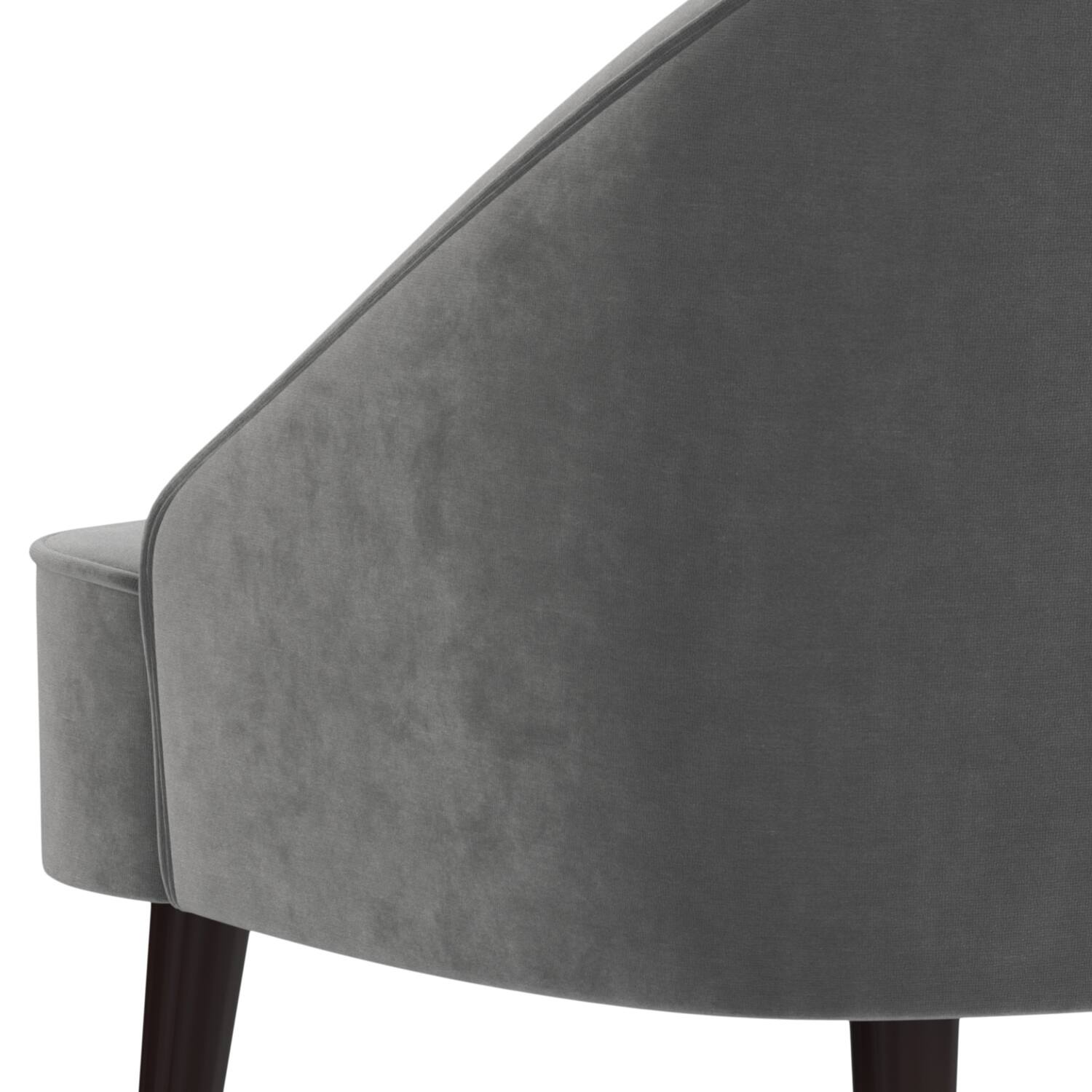 Back. Simpli Home - Harrah 33 inch Wide Contemporary Accent Chair in Smoky Grey Velvet fabric - Smoky Grey.