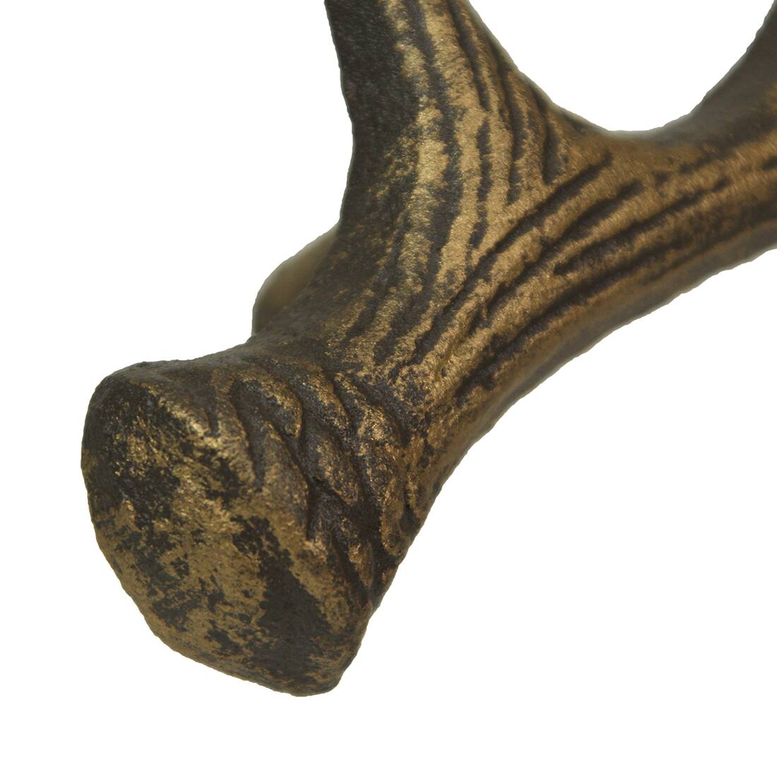 Alt View 7. Zeckos - Antique Bronze Cast Iron Rustic Deer Antler Drawer Pull Cabinet Handle Set of 6 - Bronze.