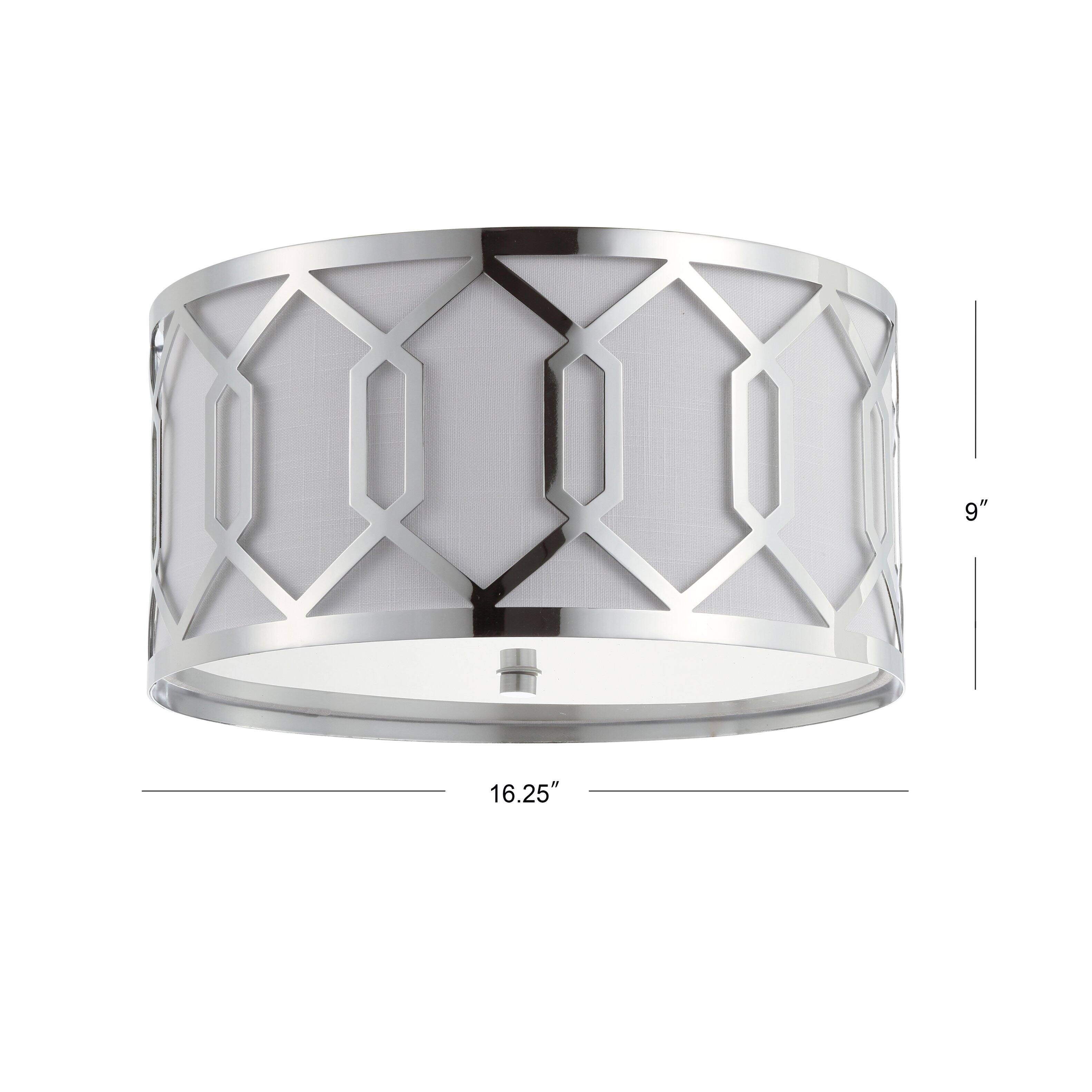 Alt View 3. Jonathan Y - Hex 3-Light 16.25" Metal LED Flush Mount, Chrome - Chrome.