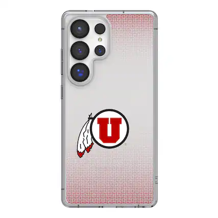 Front. Keyscaper - Utah Utes Linen Logo Galaxy Clear Case - S25 - Multicolor.
