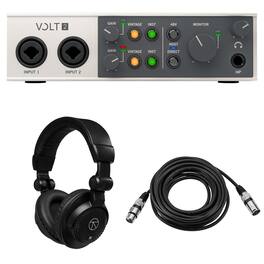 Universal Audio - Volt 2 Portable 2x2 USB Type-C Audio/MIDI Interface, Bundle with TAPH100 Monitor Headphones and 25'