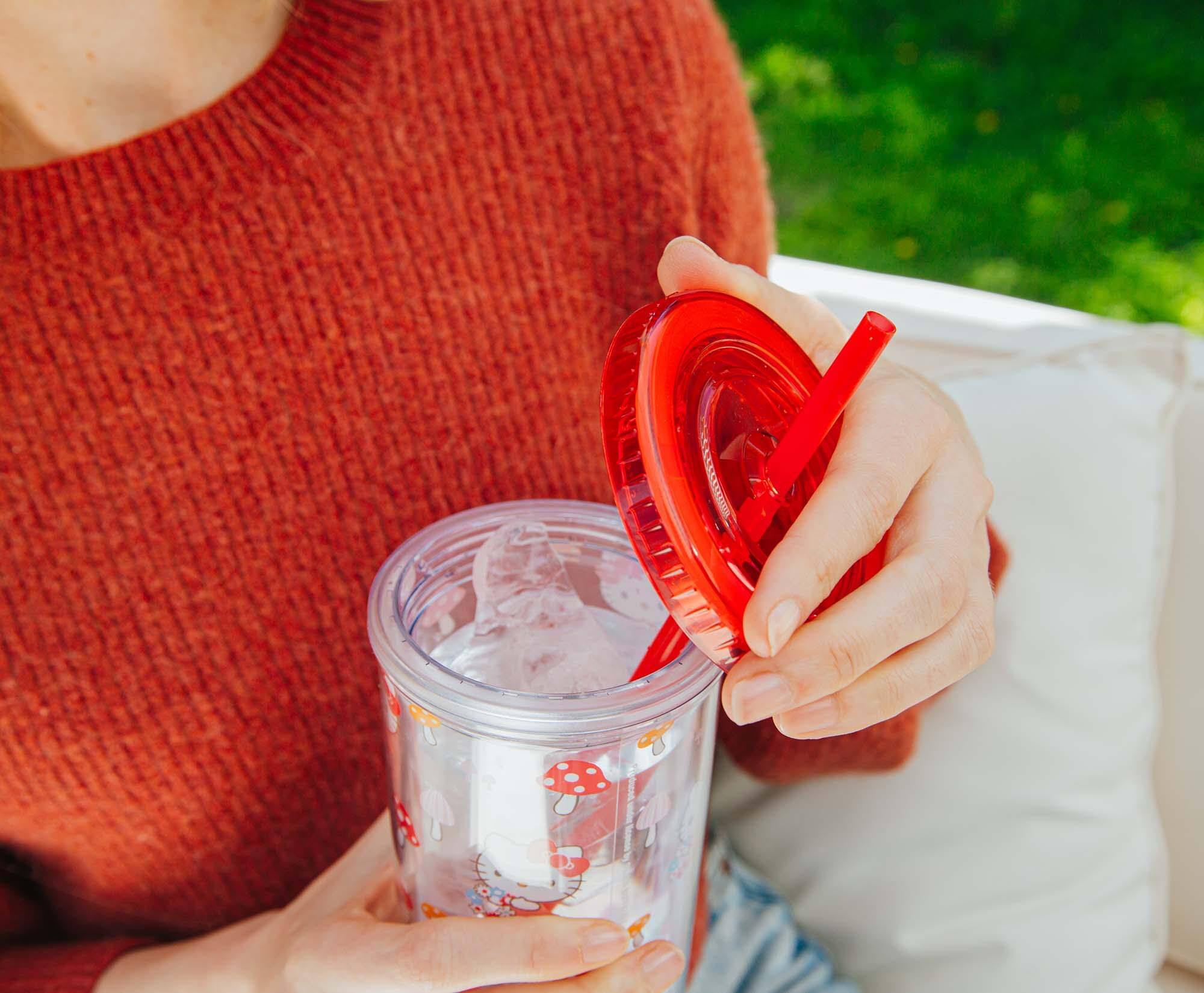 Alt View 5. Hello Kitty - Sanrio Hello Kitty Mushrooms Carnival Cup With Lid and Straw | Holds 20 Ounces - Red.