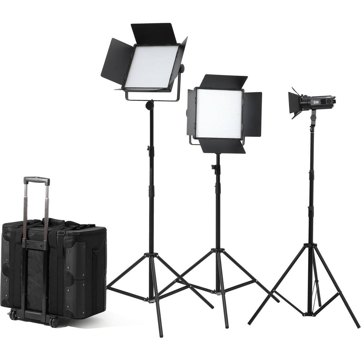 Front. Godox - Godox LED1000Bi II / S30 LED 3-Light Kit with Stands.