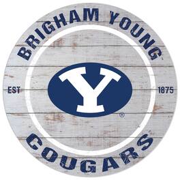 Jardine - BYU Cougars 20'' x 20'' Indoor/Outdoor Weathered Circle Sign - White