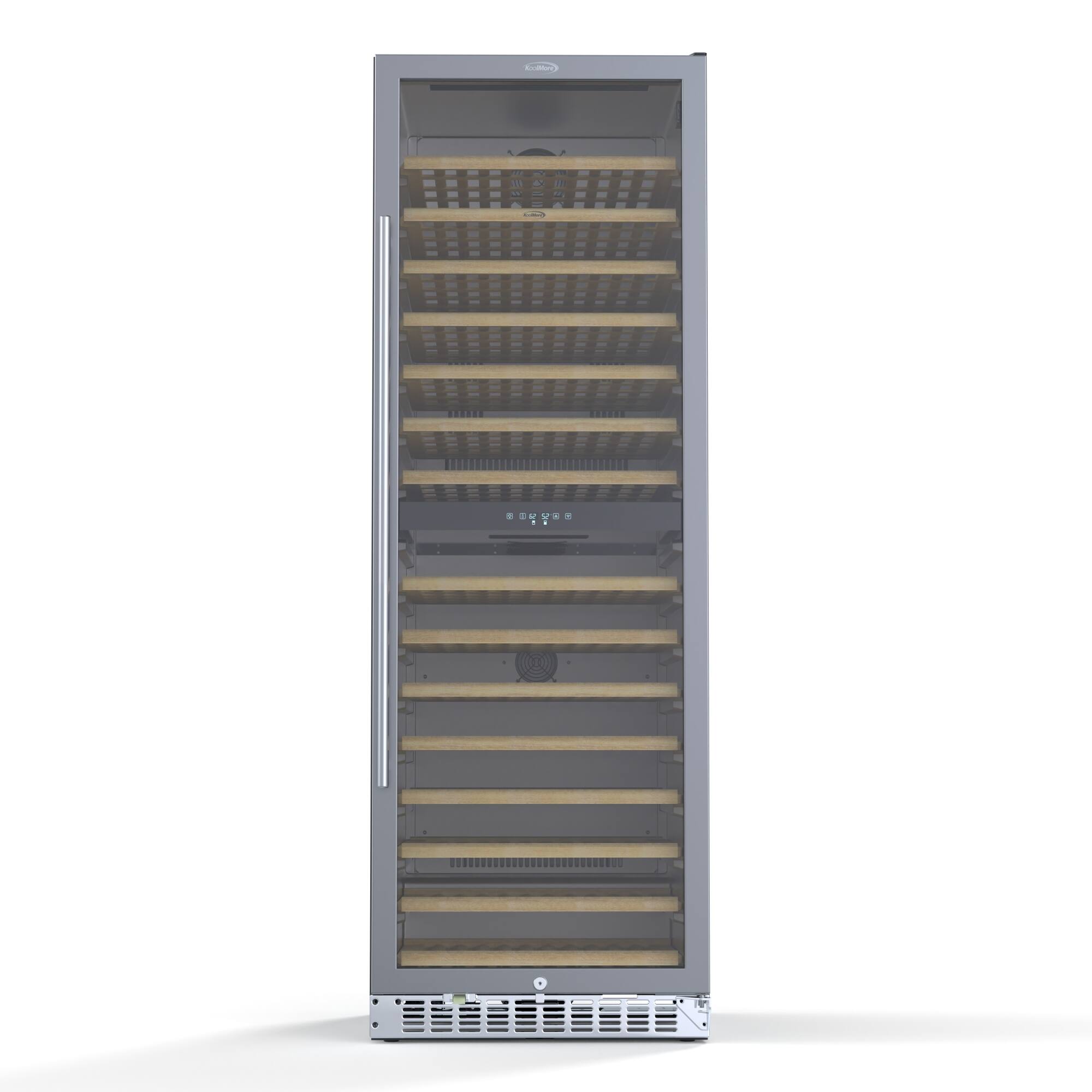 Angle. Koolmore - 23 in. Dual Zone, Full Glass Door, Wine Cooler Refrigerator, Freestanding or Built-In Unit, 15.1 cu ft. KM-CW155DZ-SS - Stainless Steel.