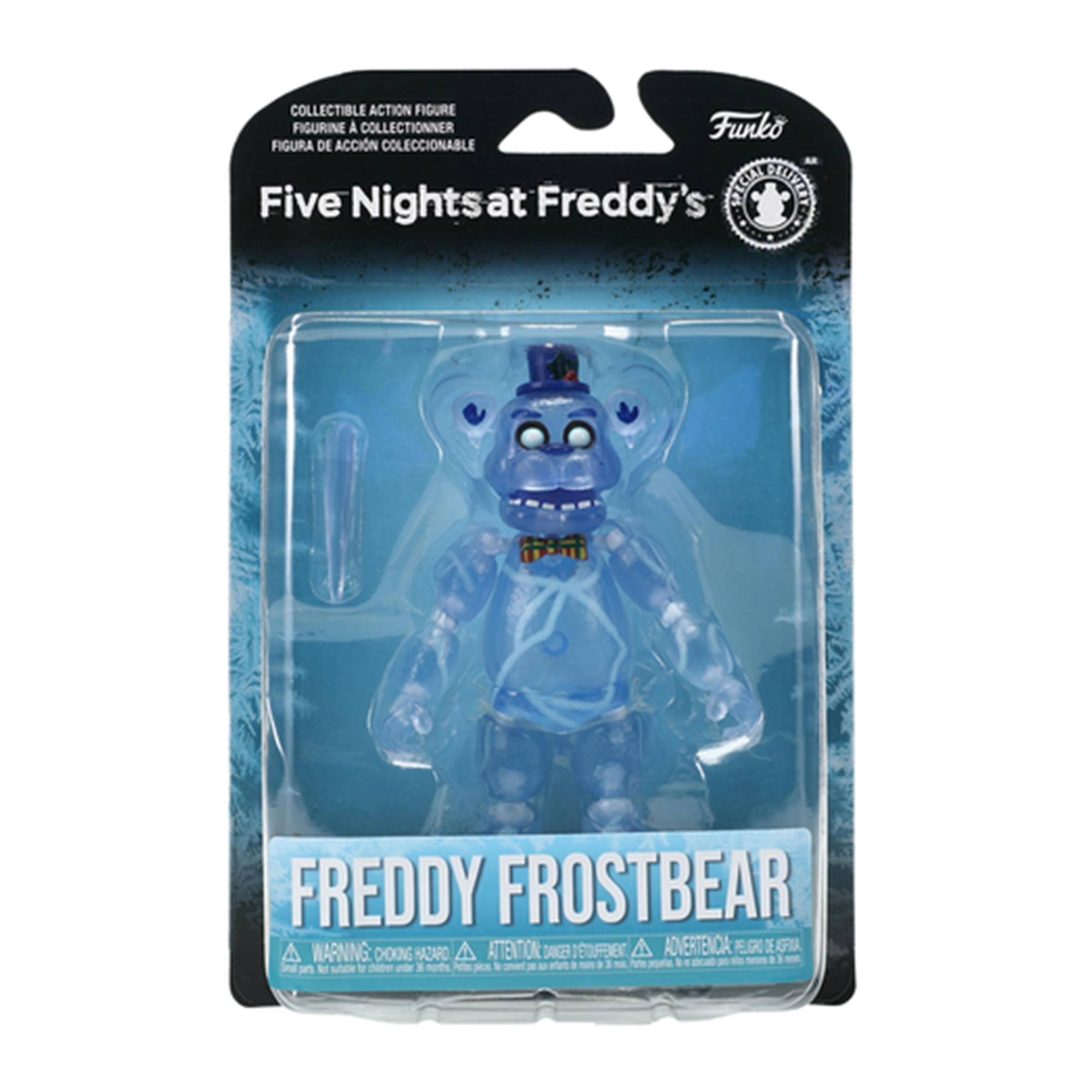 COLLECTIBLE ACTION FIGURE  
FIGURINE A COLLECTIONNER  
FIGURA DE ACCIÓN COLECCIONABLE  

Five Nights at Freddy's  

FREDDY FROSTBEAR  

WARNING: CHOKING HAZARD  
ATTENTION: RISQUE DE SOUFFOCATION  
ADVERTENCIA: PEQUEÑOS OBJETOS