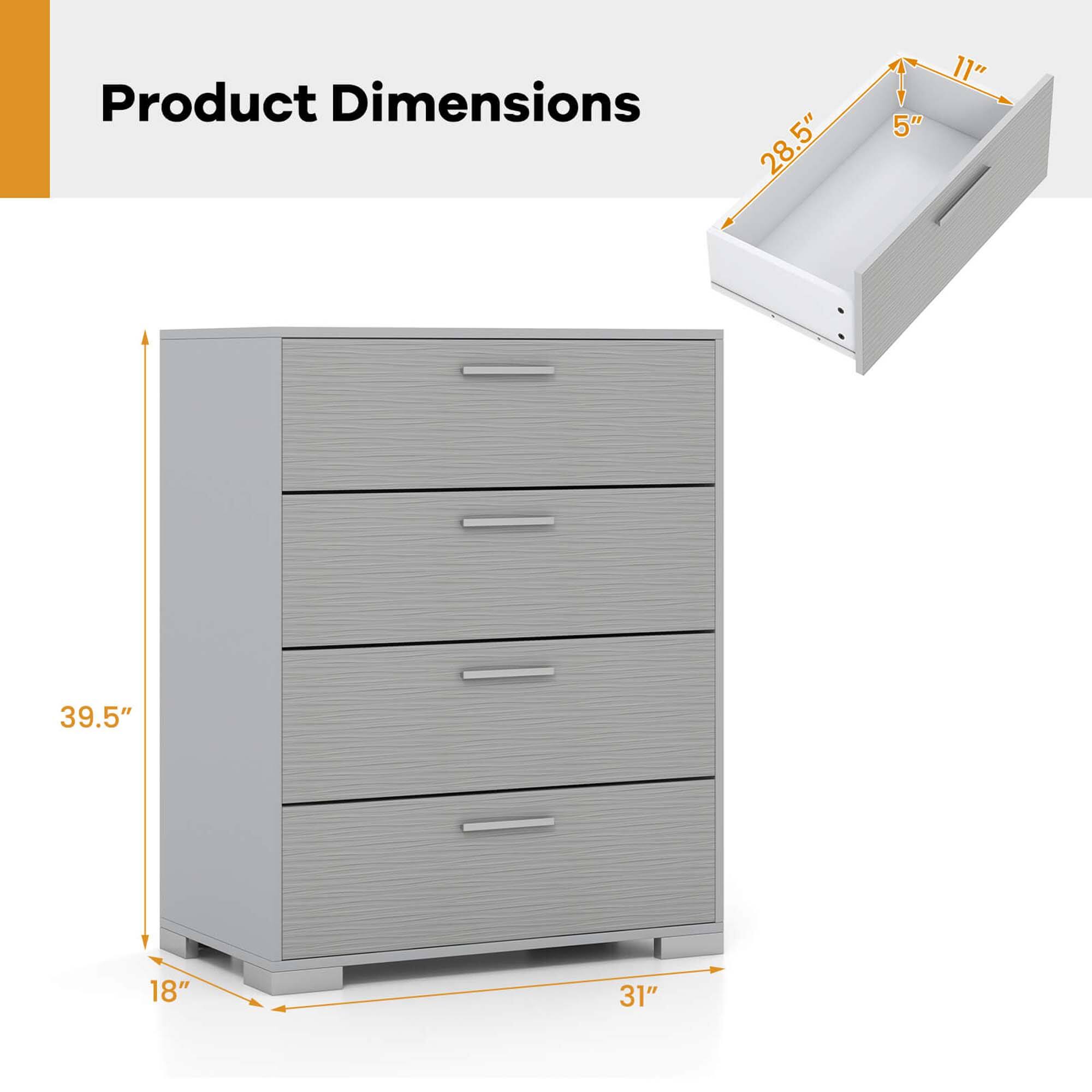 Product Dimensions: 39.5" (height), 31" (width), 18" (depth), 28.5" (drawer height), 11" (drawer depth), 5" (drawer width)