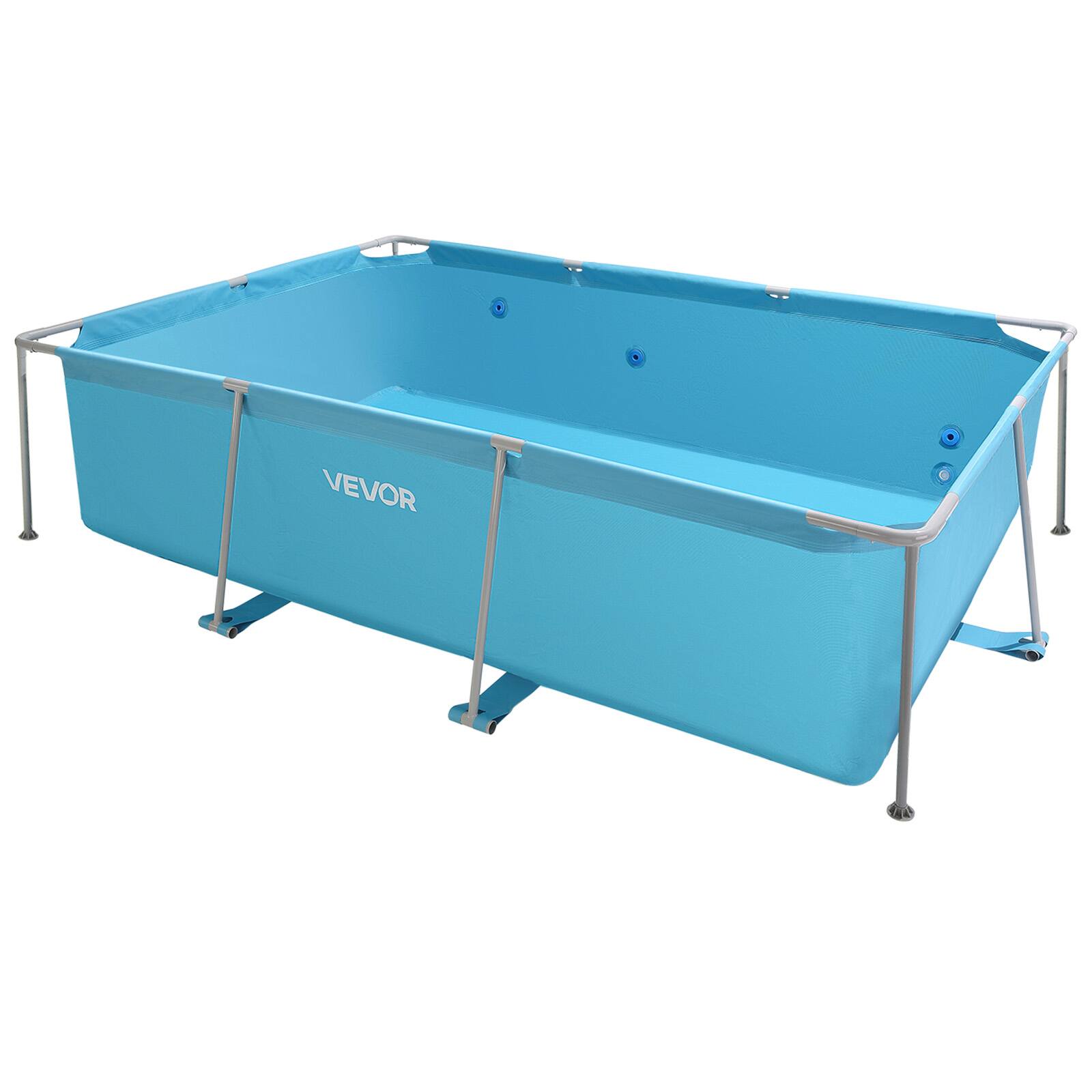 Alt View 5. VEVOR - Rectangular Steel Frame Swimming Pool, 118 x 78 x 30 in, Durable Outdoor Family Pool for Backyard, Easy Assembly - Blue.