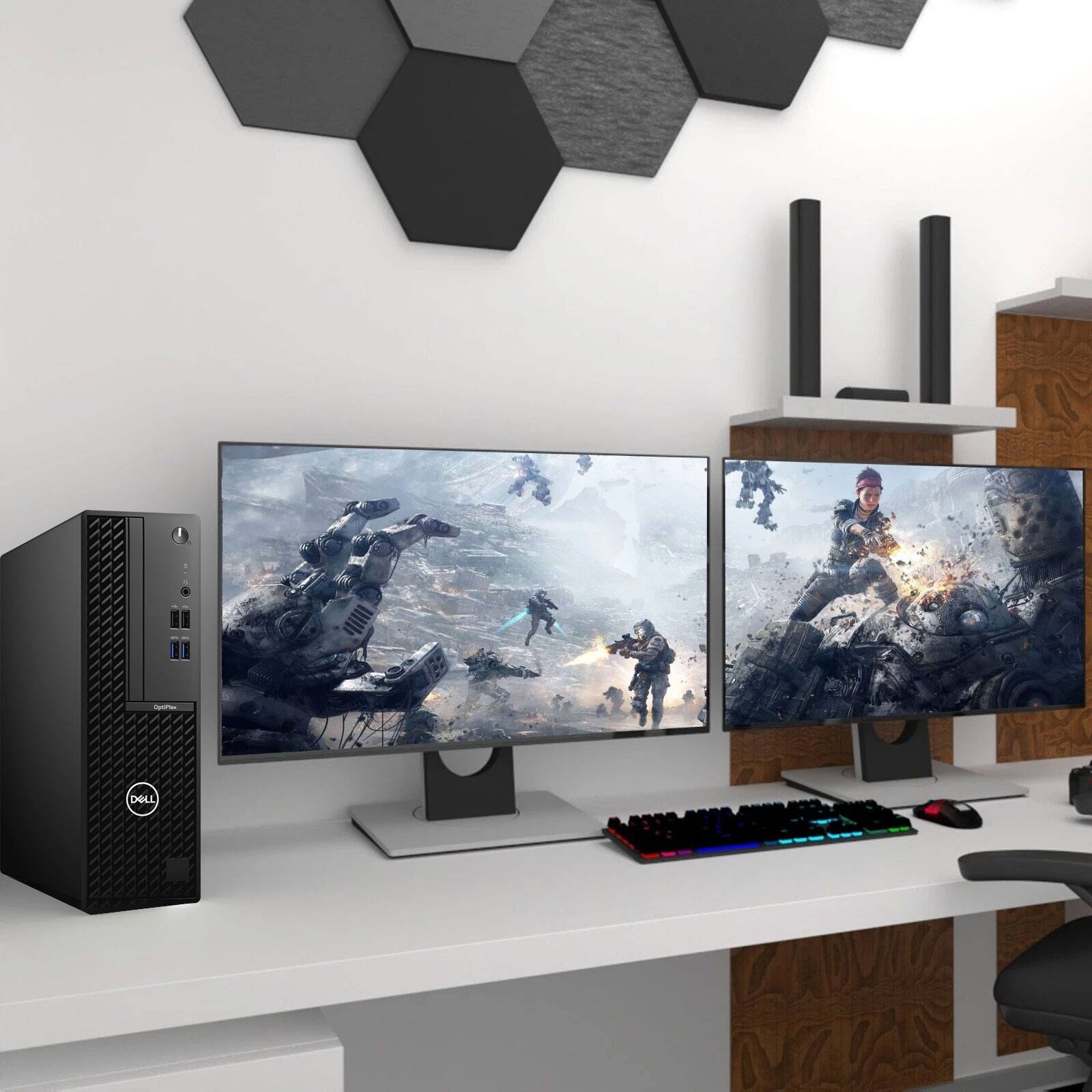 Alt View 1. Dell - OptiPlex Gaming Desktop PC | Intel i5-10th 3.10GHz | 16GB RAM | 512GB SSD | 24" LED | NVIDIA GT 1030 | Wi-Fi | Win11 - Black.