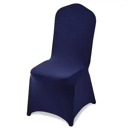 Front. VEVOR - 50 Pcs Navy Blue Chair Covers, Polyester Spandex Chair Cover, Stretch Slipcovers for Wedding Party Dining Banquet - Blue.