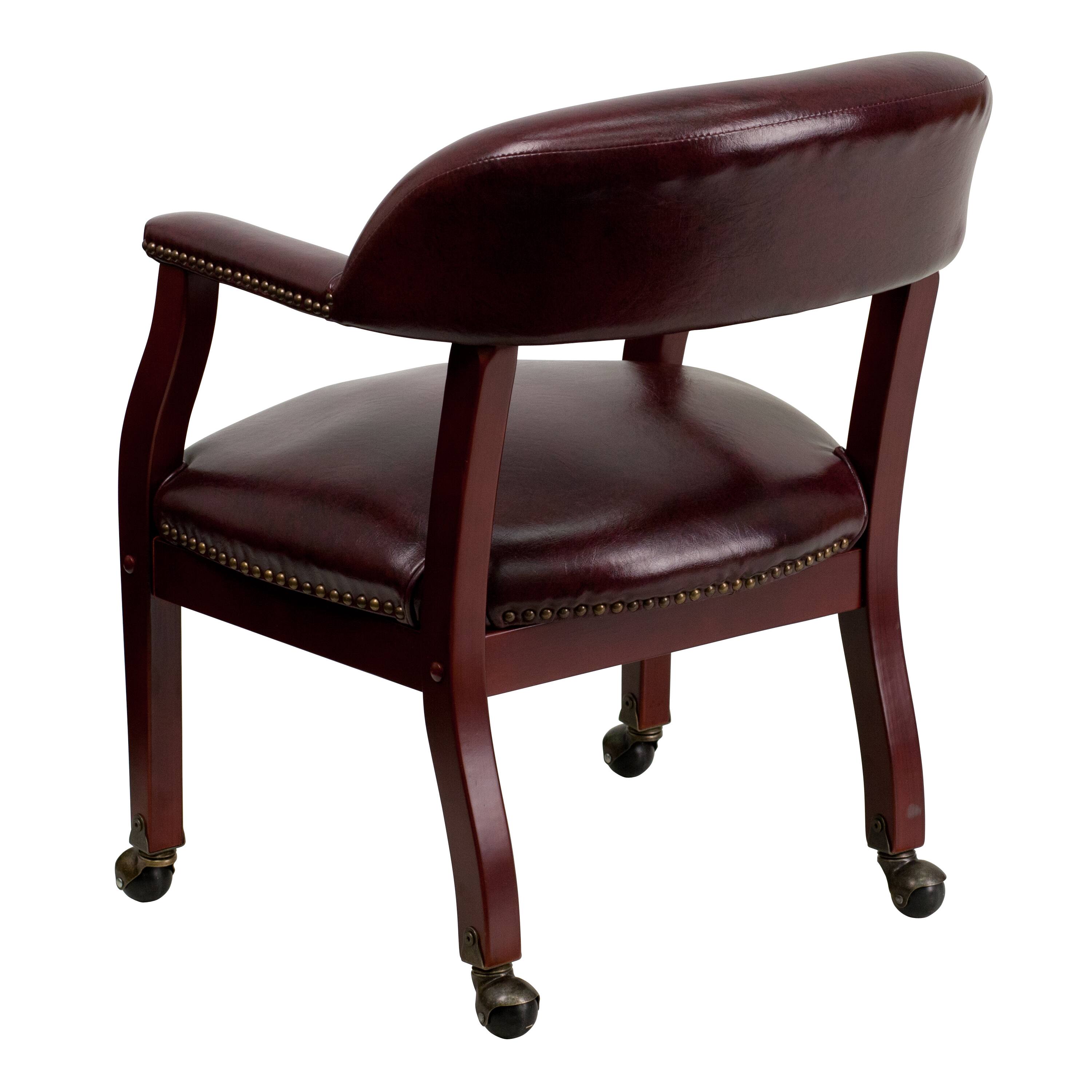 Alt View 5. Emma + Oliver - Conference Chair with Accent Nail Trim  and Casters - Oxblood Vinyl.