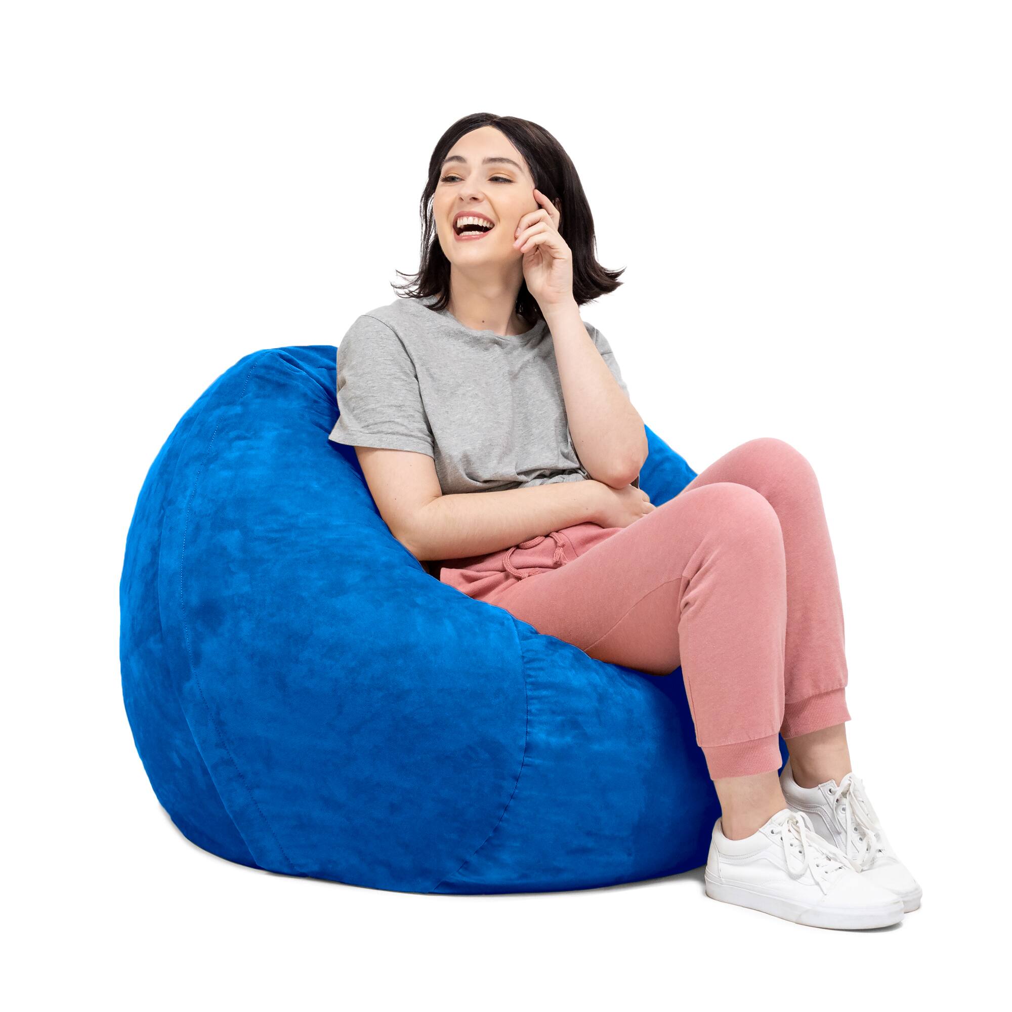 Angle. Jaxx - Jaxx Saxx 3 Foot Bean Bag Chair with Removable Cover, Blueberry - Blueberry.